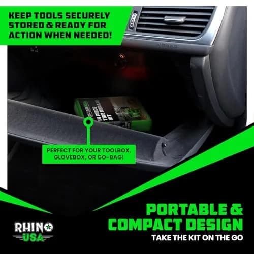 Rhino USA Compact Tire Plug Kit 14-Piece Set | Emergency Flat Tire Repair Tool for Cars, Trucks, Motorcycles thumbnail 6