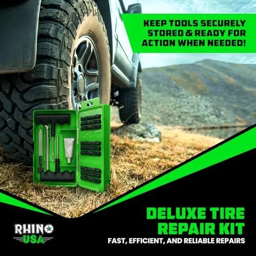 Rhino USA Compact Tire Plug Kit 14-Piece Set | Emergency Flat Tire Repair Tool for Cars, Trucks, Motorcycles thumbnail 7