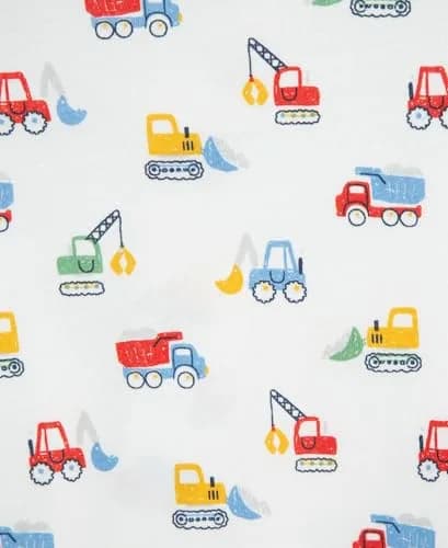 Little Me Baby Boys 100% Cotton Footie and Cap Set, Newborn, Blue Trucks | Ultra-Soft, Snuggle-Approved thumbnail 3
