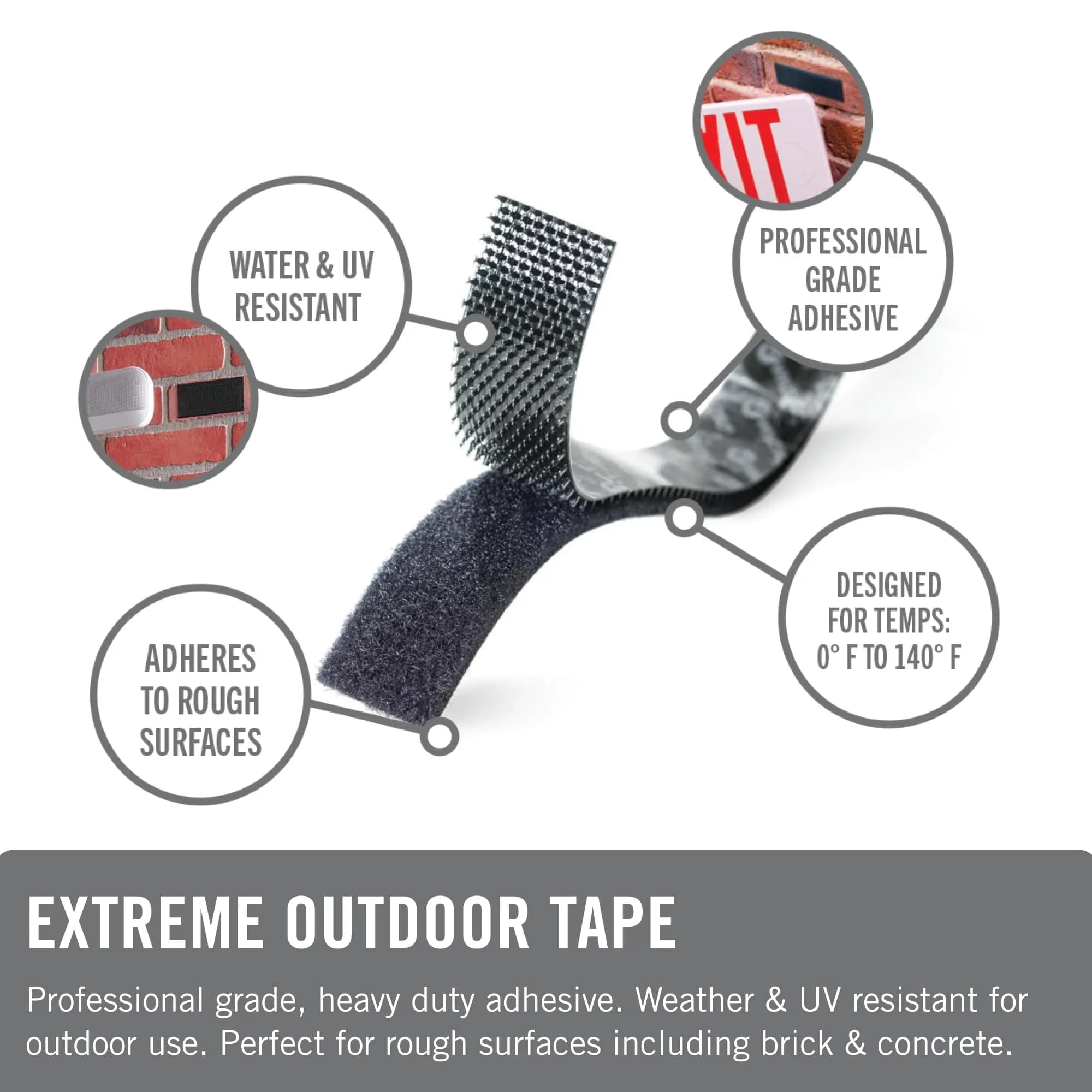 VELCRO Brand Extreme Outdoor Double Sided Mounting Tape, 14ft x 1in (Pack of 12) | Heavy Duty Tape for Rough Surfaces - view 2