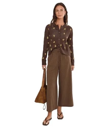 Toad&Co Women's Sunkissed Wide Leg Crop Pants Earth Texture | UPF 50+ Water-Friendly, High Rise, 24.5" Inseam thumbnail 2