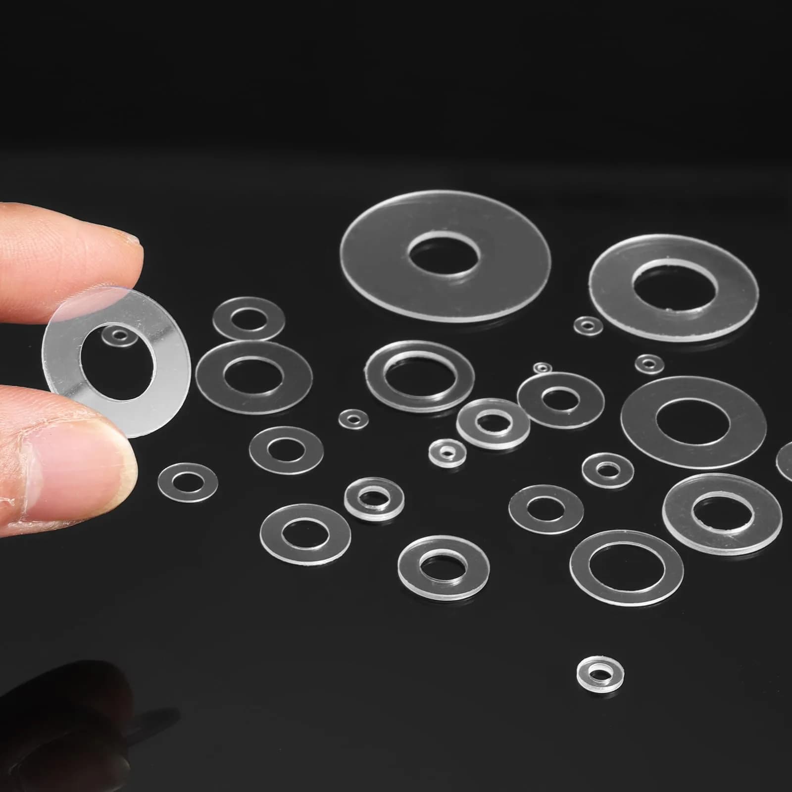 HARFINGTON M1.7 PVC Flat Washers 300pcs 1.7mm ID 5mm OD 0.3mm Thick | Sealing Gasket Ring Spacer Metric Round Washers - view 4