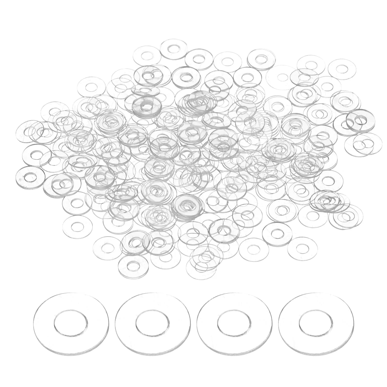 HARFINGTON M2 PVC Flat Washers 2mm ID x 5mm OD x 0.3mm Thick | 300-Piece Pack for Sealing & Gasket Applications