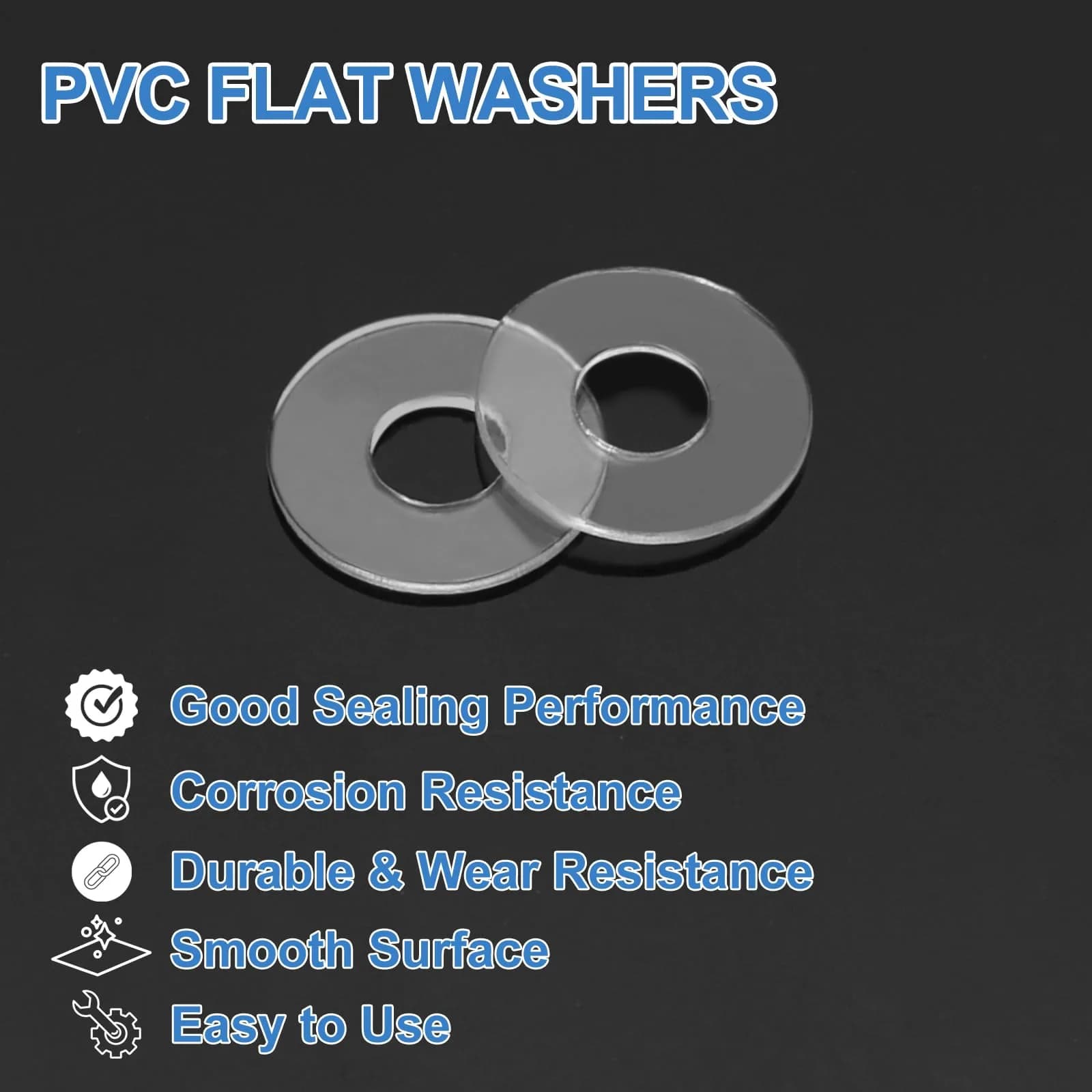 HARFINGTON M2 PVC Flat Washers 2mm ID x 5mm OD x 0.3mm Thick | 300-Piece Pack for Sealing & Gasket Applications - view 3