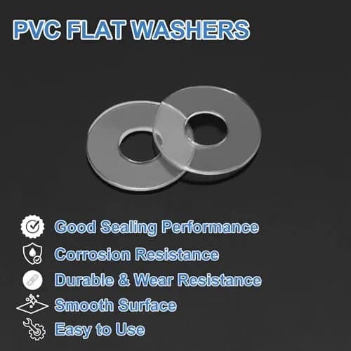HARFINGTON M2 PVC Flat Washers 2mm ID x 5mm OD x 0.3mm Thick | 300-Piece Pack for Sealing & Gasket Applications thumbnail 3