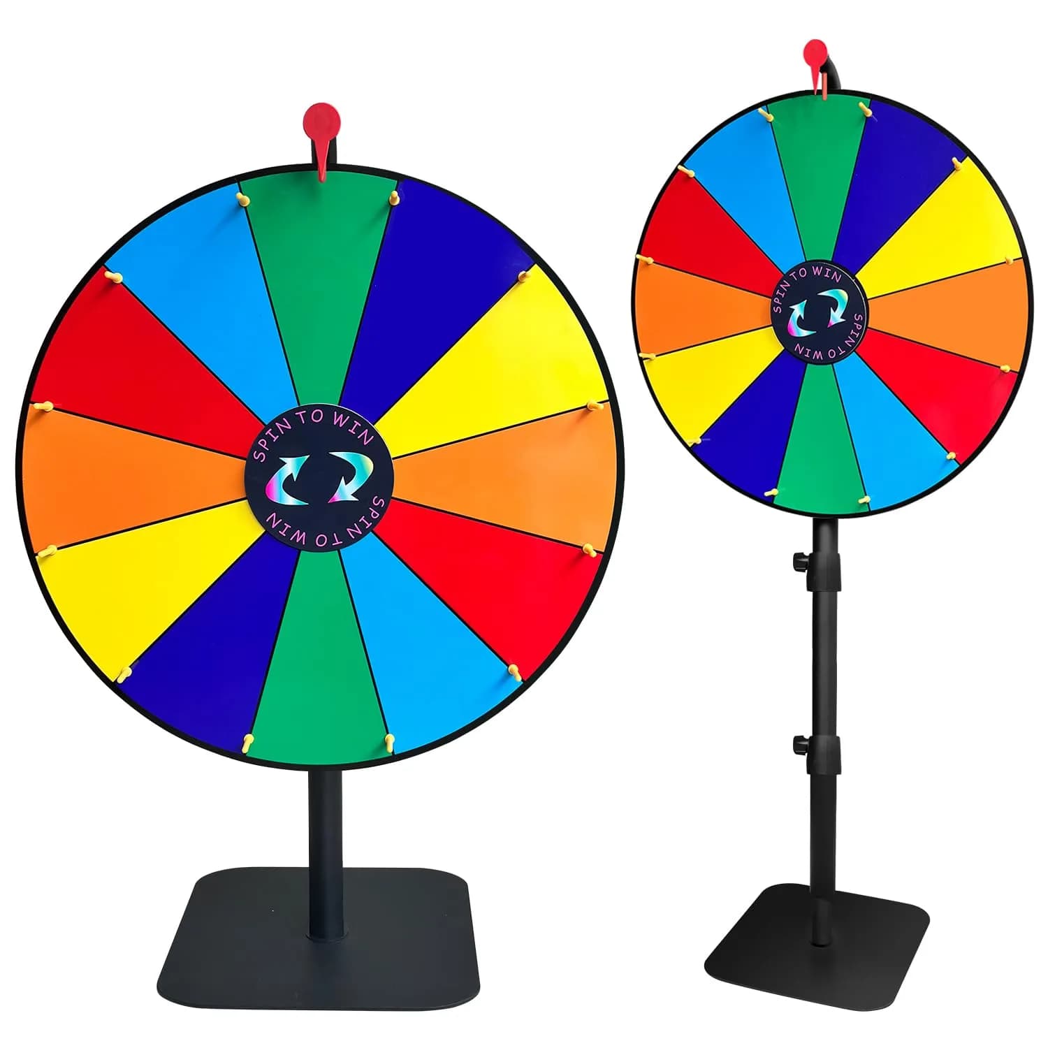 LRMBKM Heavy Duty Spinning Prize Wheel 62.23cm (24 inch) | Adjustable Height 86cm-155cm (34"-61") with 12 Slots & Dry Erase Marker - main product image