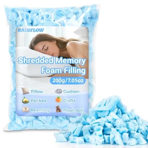 RAINFLOW Shredded Memory Foam Filling 200g (7.05 oz) | Soft, Body-Conforming Refill for Pillows & Bean Bags thumbnail 1