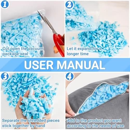 RAINFLOW Shredded Memory Foam Filling 200g (7.05 oz) | Soft, Body-Conforming Refill for Pillows & Bean Bags thumbnail 7