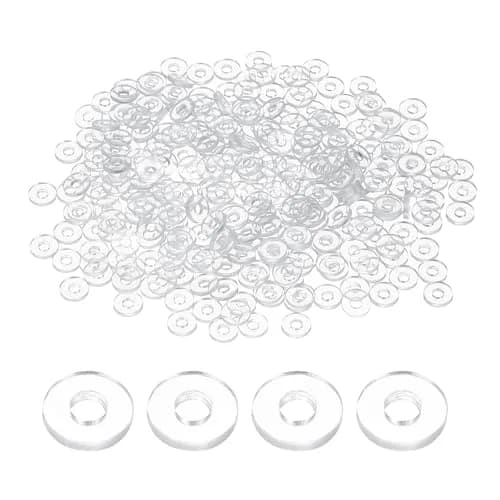 HARFINGTON M2 PVC Flat Washers 2mm ID x 5mm OD x 1mm Thick (300-Pack) | Sealing Gasket for Pipes & Doors thumbnail 1