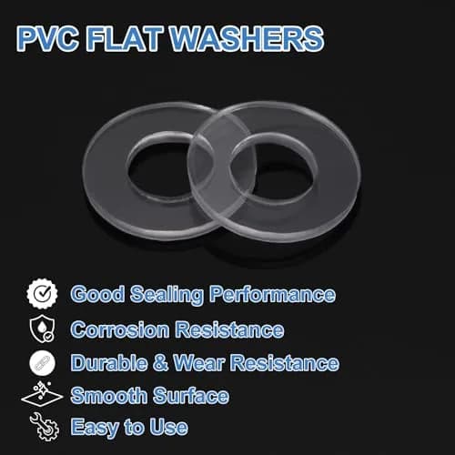 HARFINGTON M6 PVC Flat Washers 6mm ID 10mm OD 1mm Thick | 300-Piece Sealing Gasket Set thumbnail 3