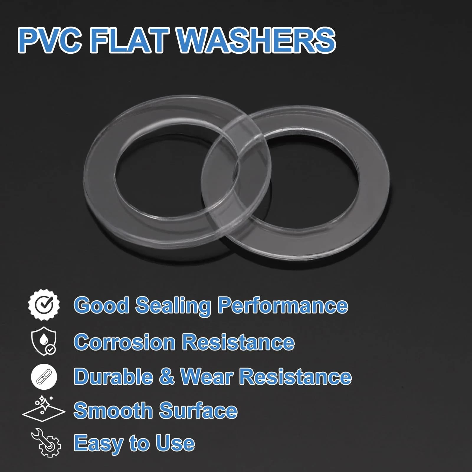 HARFINGTON M10 PVC Flat Washers 150pcs 10mm ID x 15mm OD x 1mm Thick | Sealing Gasket Ring Spacer for Pipes & Doors - view 3