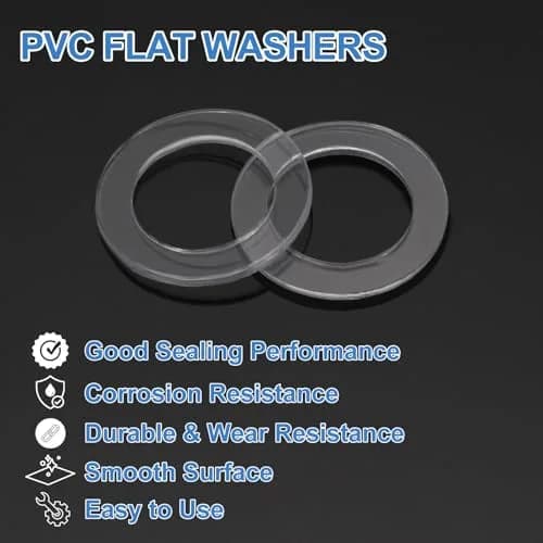 HARFINGTON M10 PVC Flat Washers 150pcs 10mm ID x 15mm OD x 1mm Thick | Sealing Gasket Ring Spacer for Pipes & Doors thumbnail 3