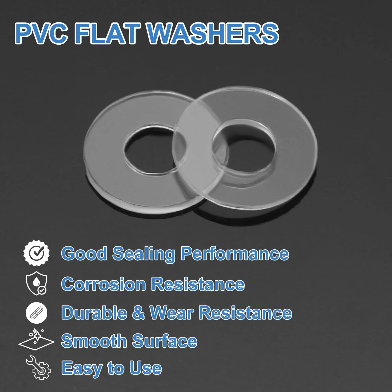 HARFINGTON M3 PVC Flat Washers 3mm ID 8mm OD 0.3mm Thick | 300-Pack Sealing Gasket Rings - view 3