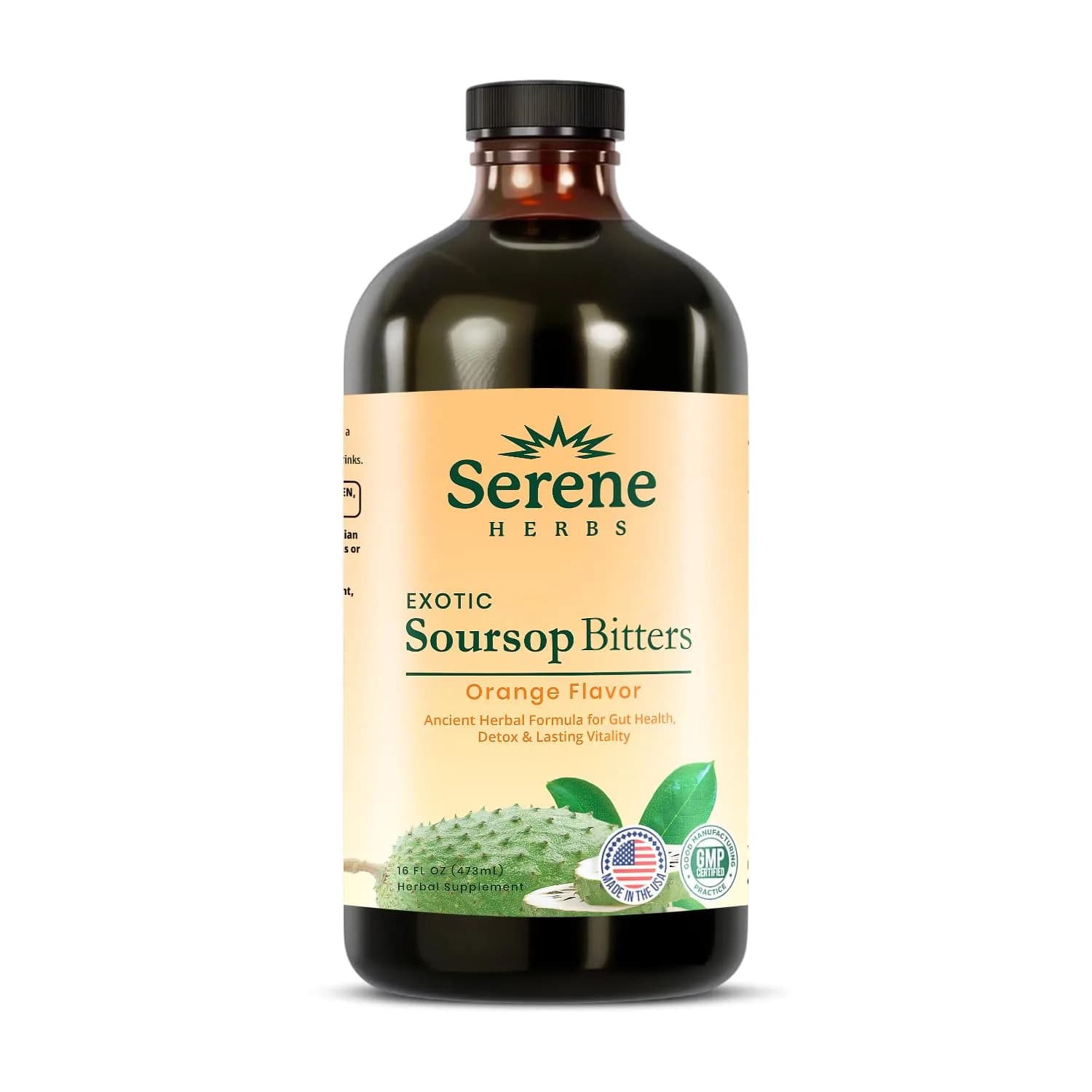 Serene Herbs Soursop Bitters Liquid 16 fl oz (473 ml) | Organic Gut Support, Energy & Immune Boost - main product image