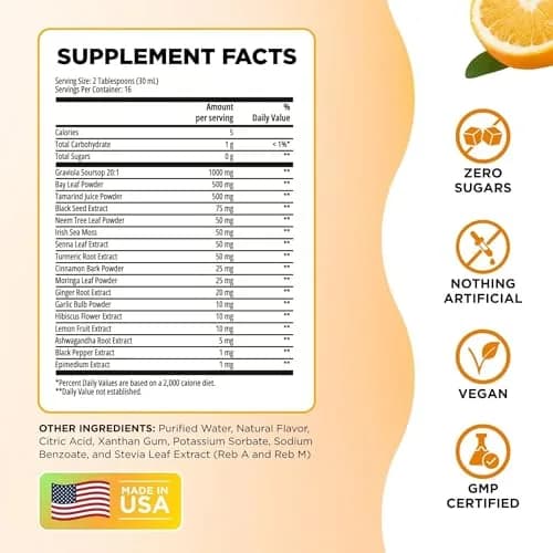 Serene Herbs Soursop Bitters Liquid 16 fl oz (473 ml) | Organic Gut Support, Energy & Immune Boost thumbnail 2