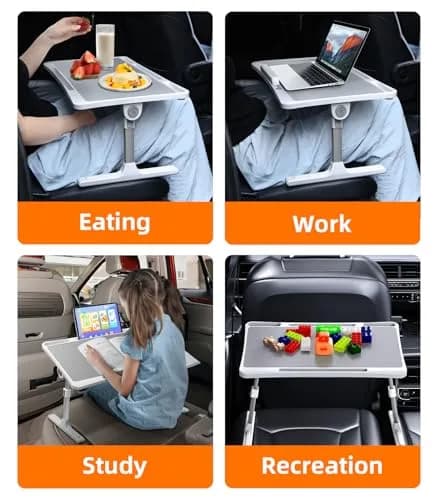 DICMKY Large Car Seat Tray Table | Foldable Travel Lap Desk for Kids & Adults, Height Adjustable, Stable & Space-Saving (about 23.5-33.5cm, 66 lbs load) thumbnail 5