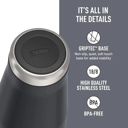 THERMOS Icon Series Stainless Steel Tumbler with Slide Lock 18 Ounce (532ml) Granite | Keeps Drinks Hot or Cold for Hours thumbnail 4