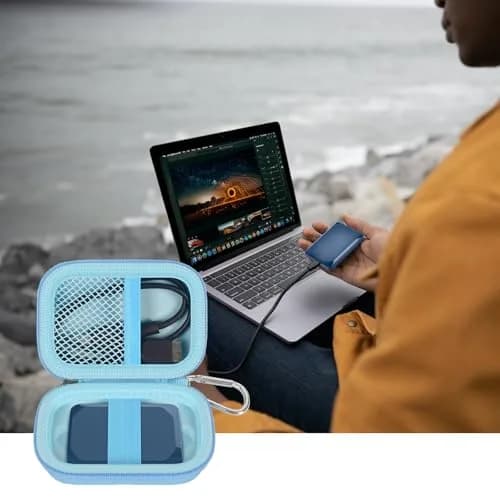 ANKHOH Carrying Case for Crucial X10/X9 Pro Portable SSD | Blue EVA Hard Shell Organizer thumbnail 6