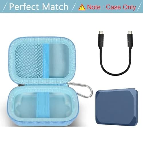 ANKHOH Carrying Case for Crucial X10/X9 Pro Portable SSD | Blue EVA Hard Shell Organizer thumbnail 2