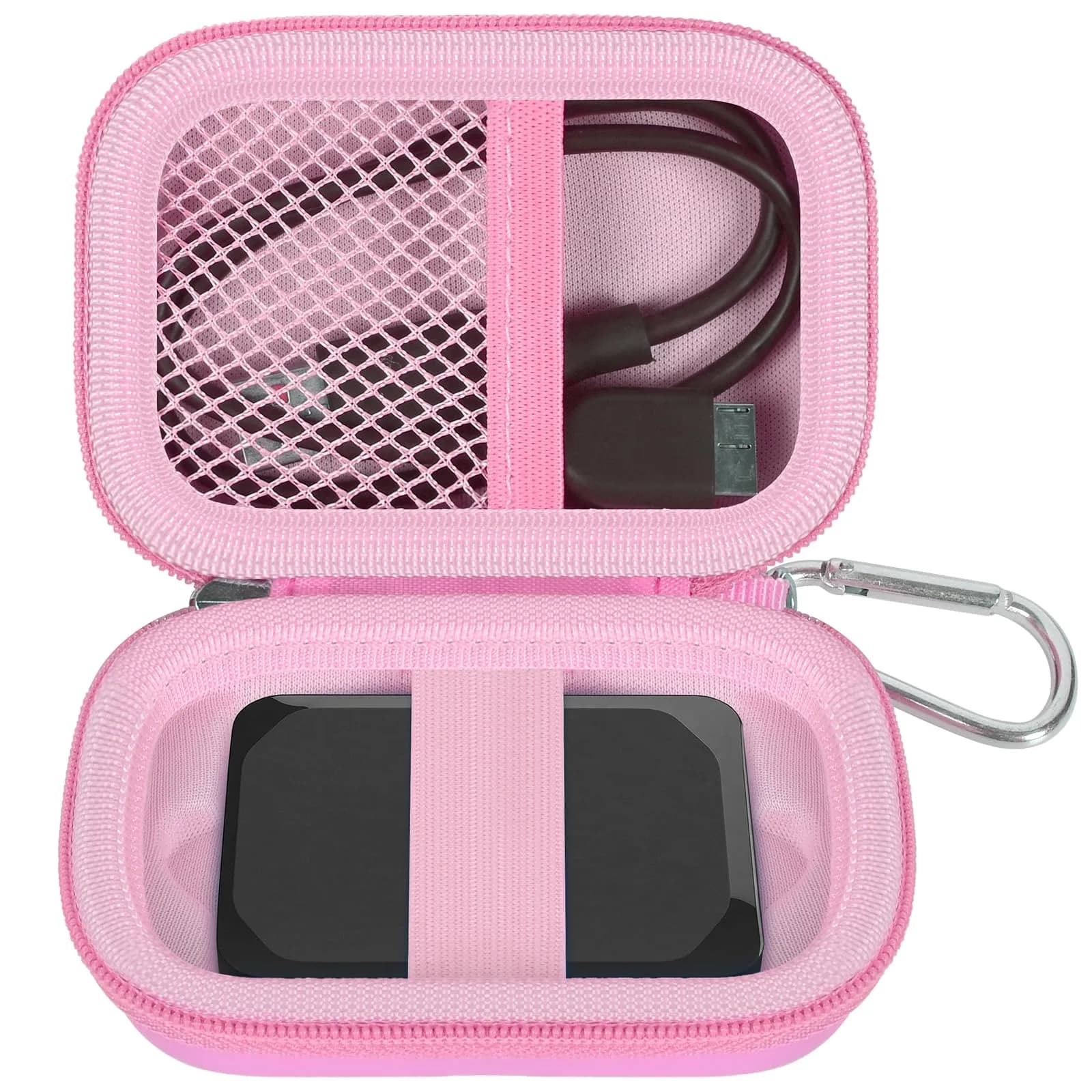 ANKHOH Carrying Case for Crucial X10/X9 Pro SSDs | Pink EVA Hard Shell Organizer with Carabiner — Pink