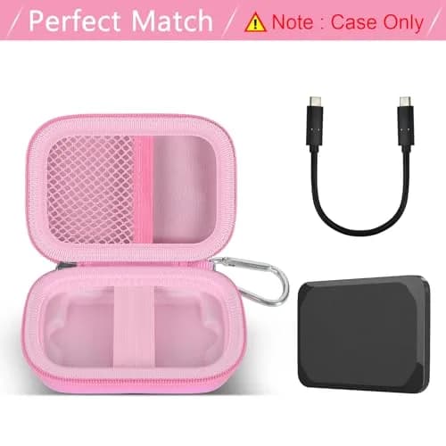 ANKHOH Carrying Case for Crucial X10/X9 Pro SSDs | Pink EVA Hard Shell Organizer with Carabiner thumbnail 2