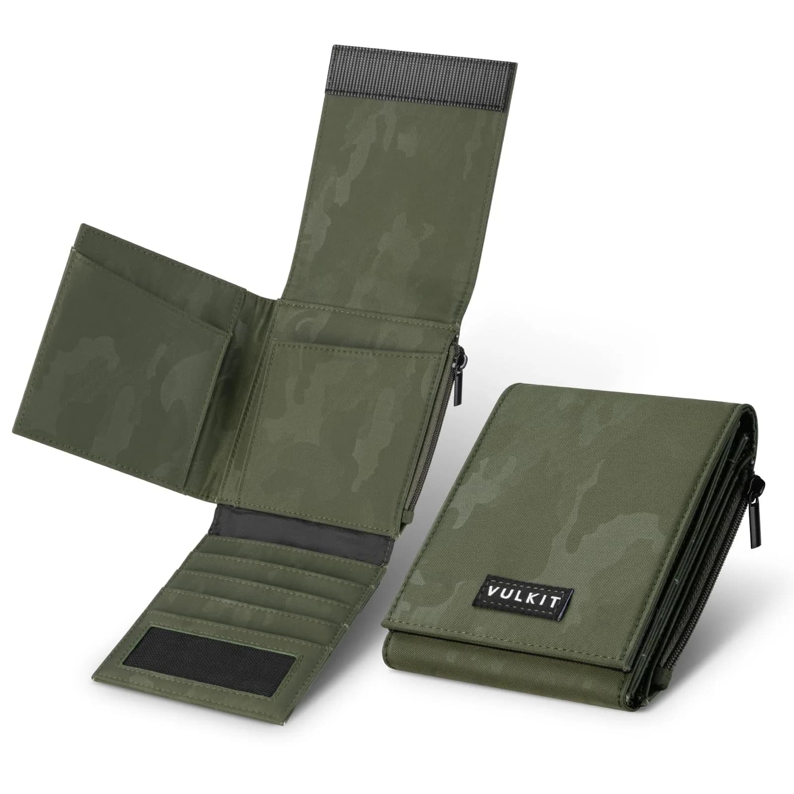 VULKIT Mens Wallet RFID Blocking Card Holder Minimalist Bi-Fold Camouflage Green | 20+ Card Capacity, Water-Resistant, Lightweight