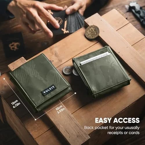 VULKIT Mens Wallet RFID Blocking Card Holder Minimalist Bi-Fold Camouflage Green | 20+ Card Capacity, Water-Resistant, Lightweight thumbnail 4