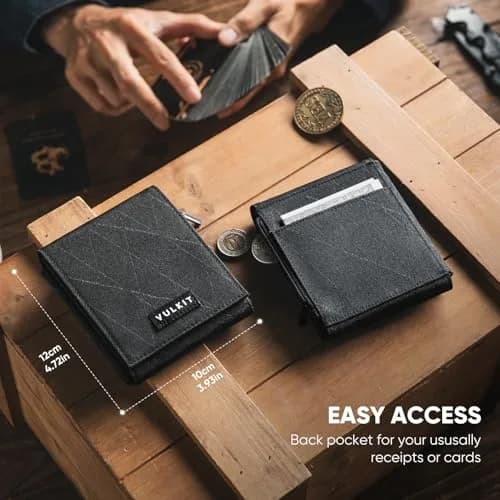 VULKIT Mens Wallet RFID Blocking Card Holder Minimalist Tri-Fold Black | Durable Nylon, 20+ Card Capacity thumbnail 4
