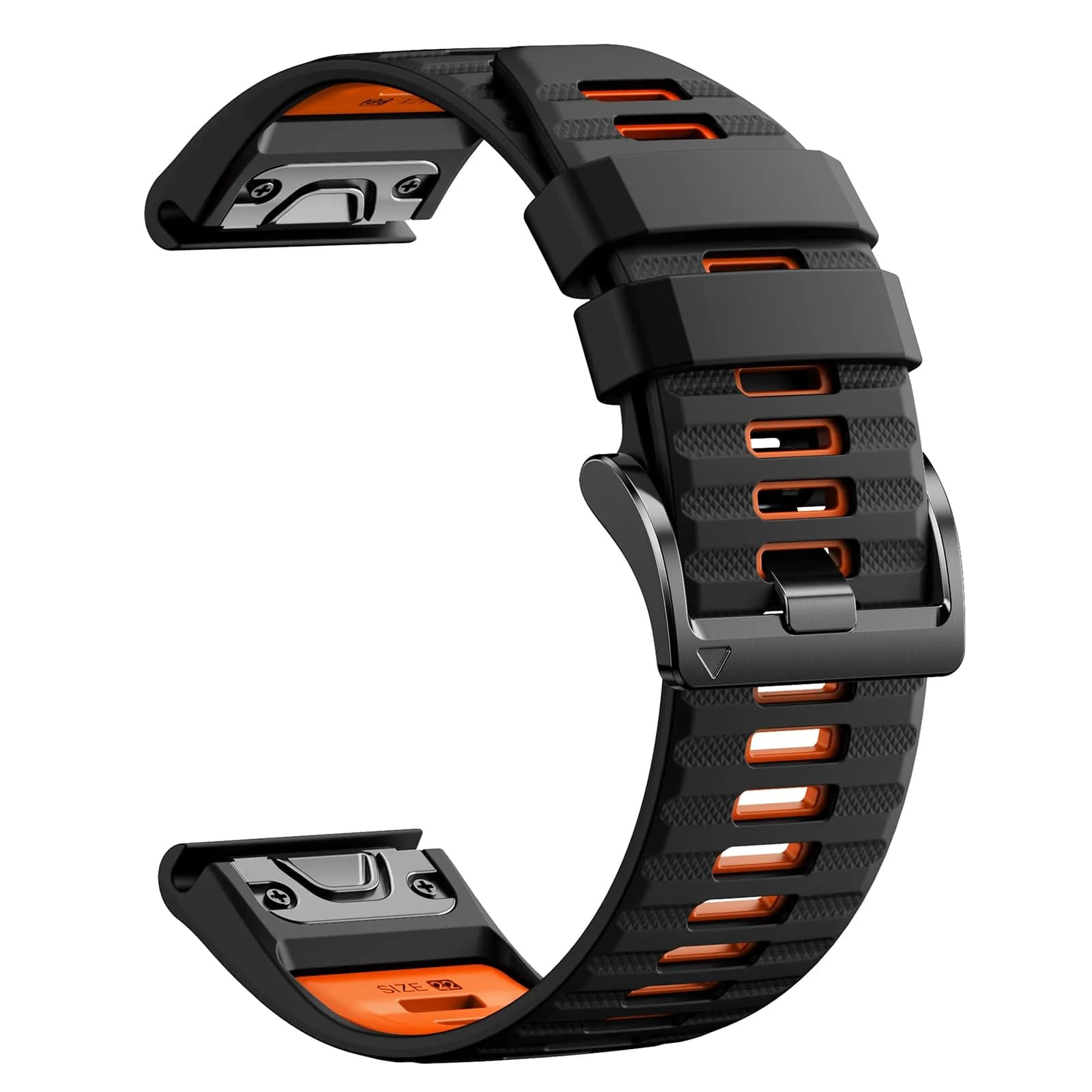 NotoCity Quickfit 22mm Silicone Watch Band for Garmin Fenix 8/7/6/5 Series, 160mm-210mm Wrist (Brown/Gray) — Black/Orange / 22mm