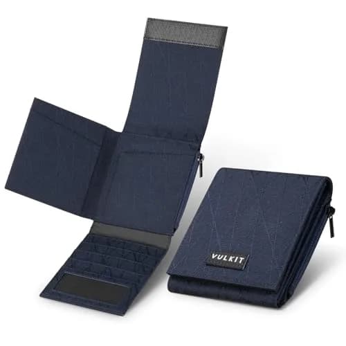 VULKIT Mens Nylon Multifold Wallet with RFID Blocking & 20+ Card Capacity | Blue thumbnail 1