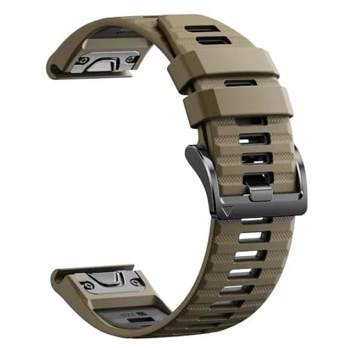 NotoCity Quickfit 22mm Silicone Watch Band for Garmin Fenix 8/7/6/5 Series, 160mm-210mm Wrist (Brown/Gray) thumbnail 1