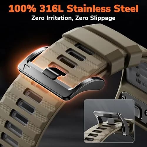 NotoCity Quickfit 22mm Silicone Watch Band for Garmin Fenix 8/7/6/5 Series, 160mm-210mm Wrist (Brown/Gray) thumbnail 2
