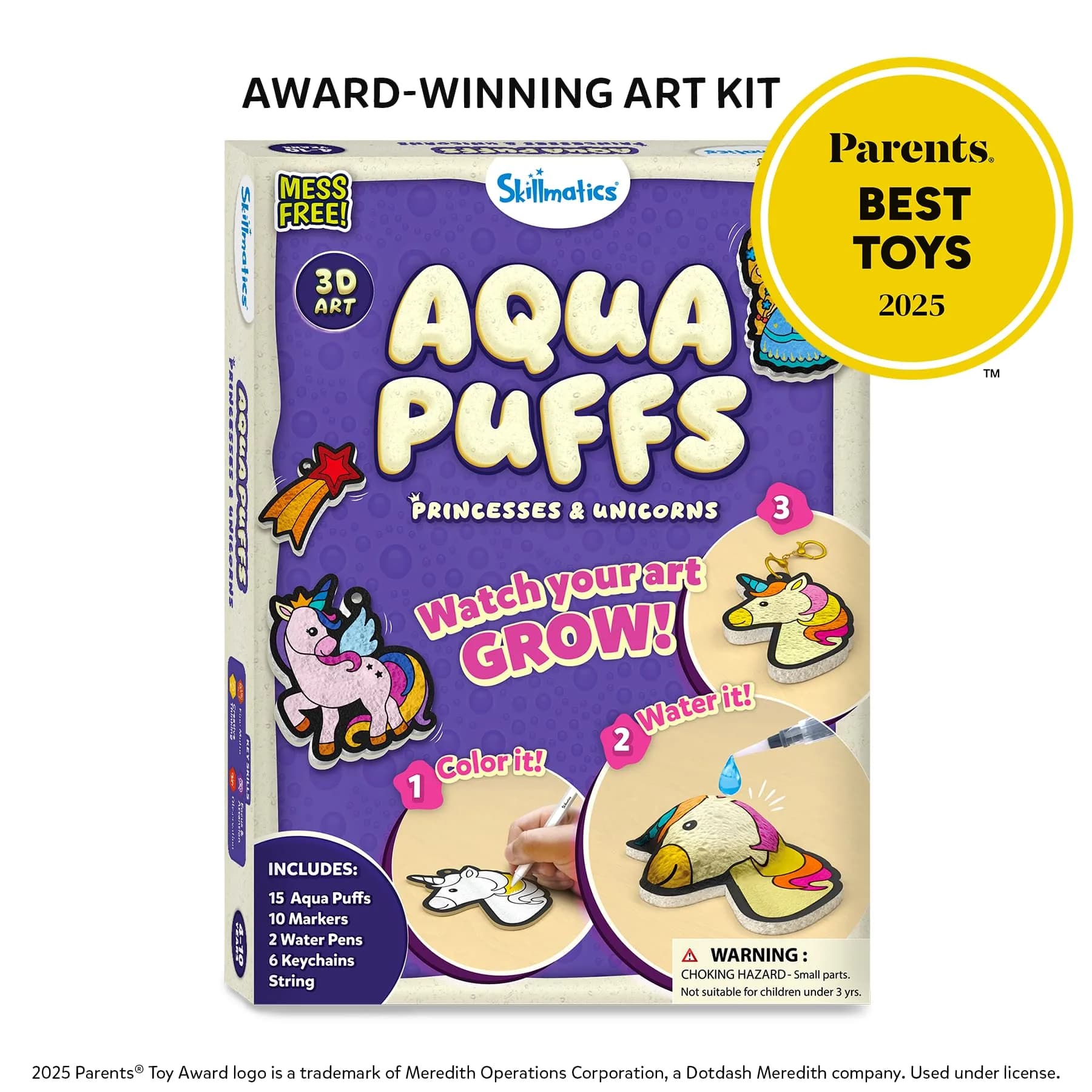 Skillmatics Disney Princesses & Unicorns Aqua Puffs 3D Art Kit | Mess-Free Paint by Number Craft for Kids - view 4