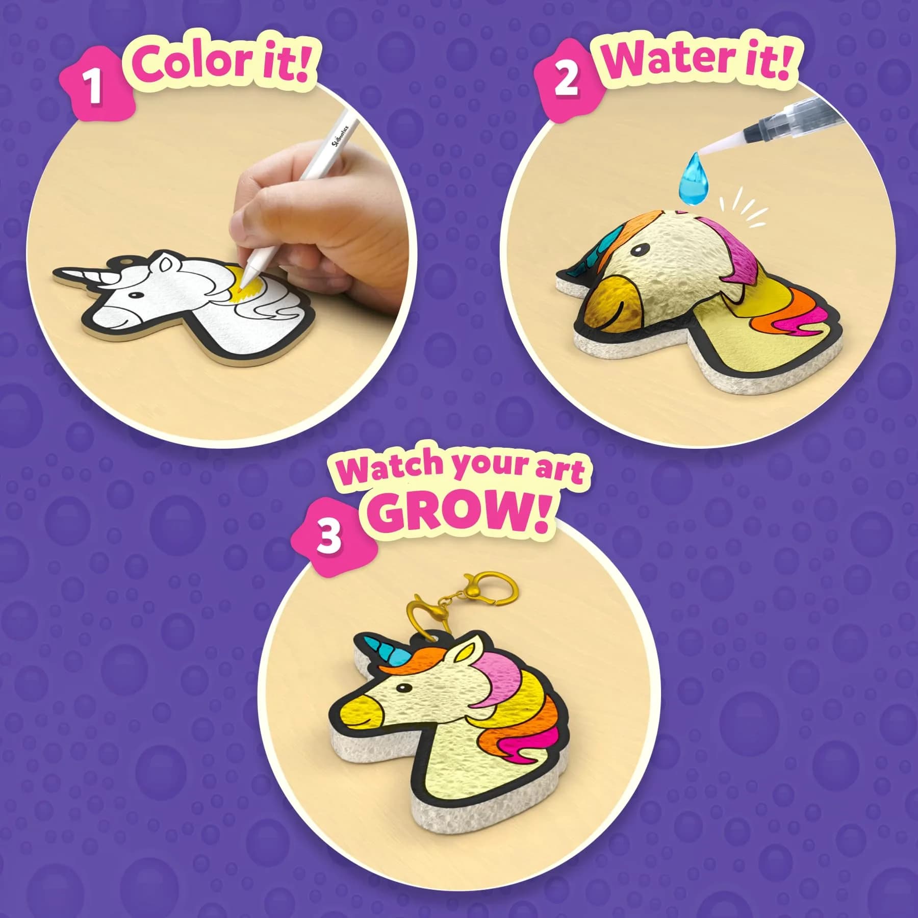 Skillmatics Disney Princesses & Unicorns Aqua Puffs 3D Art Kit | Mess-Free Paint by Number Craft for Kids - view 3