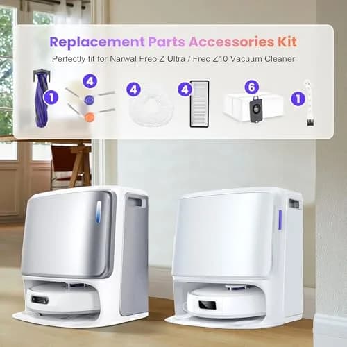 BTRSOLUS 20 Pcs Accessories Kit for NARWAL Freo Z10 Ultra/Z10 Robot Vacuum Cleaner | Complete Replacement Parts Set thumbnail 2
