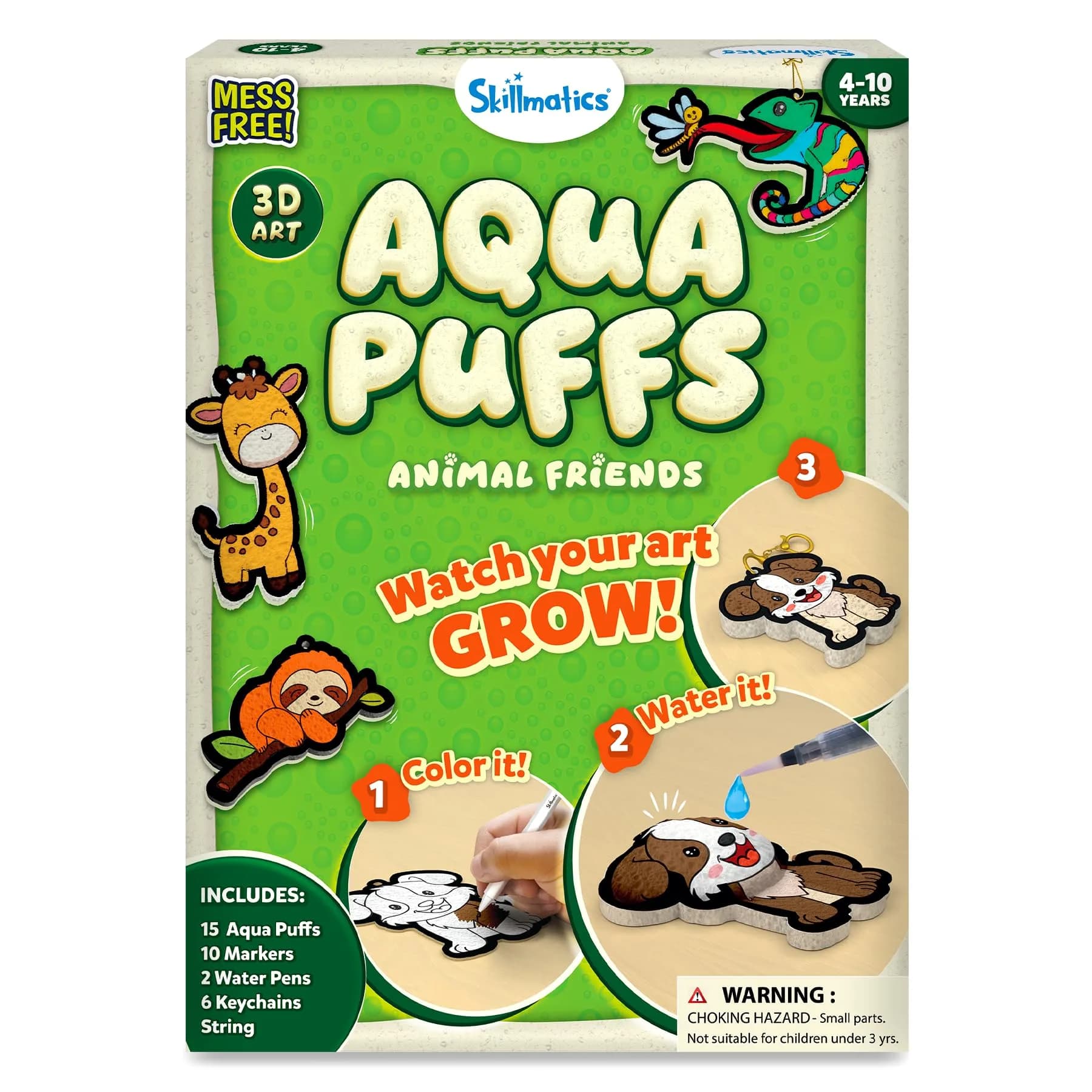Skillmatics Aqua Puffs 3D Art Kit Animals | Mess-Free Paint by Number Craft for Kids Ages 4-10 - main product image