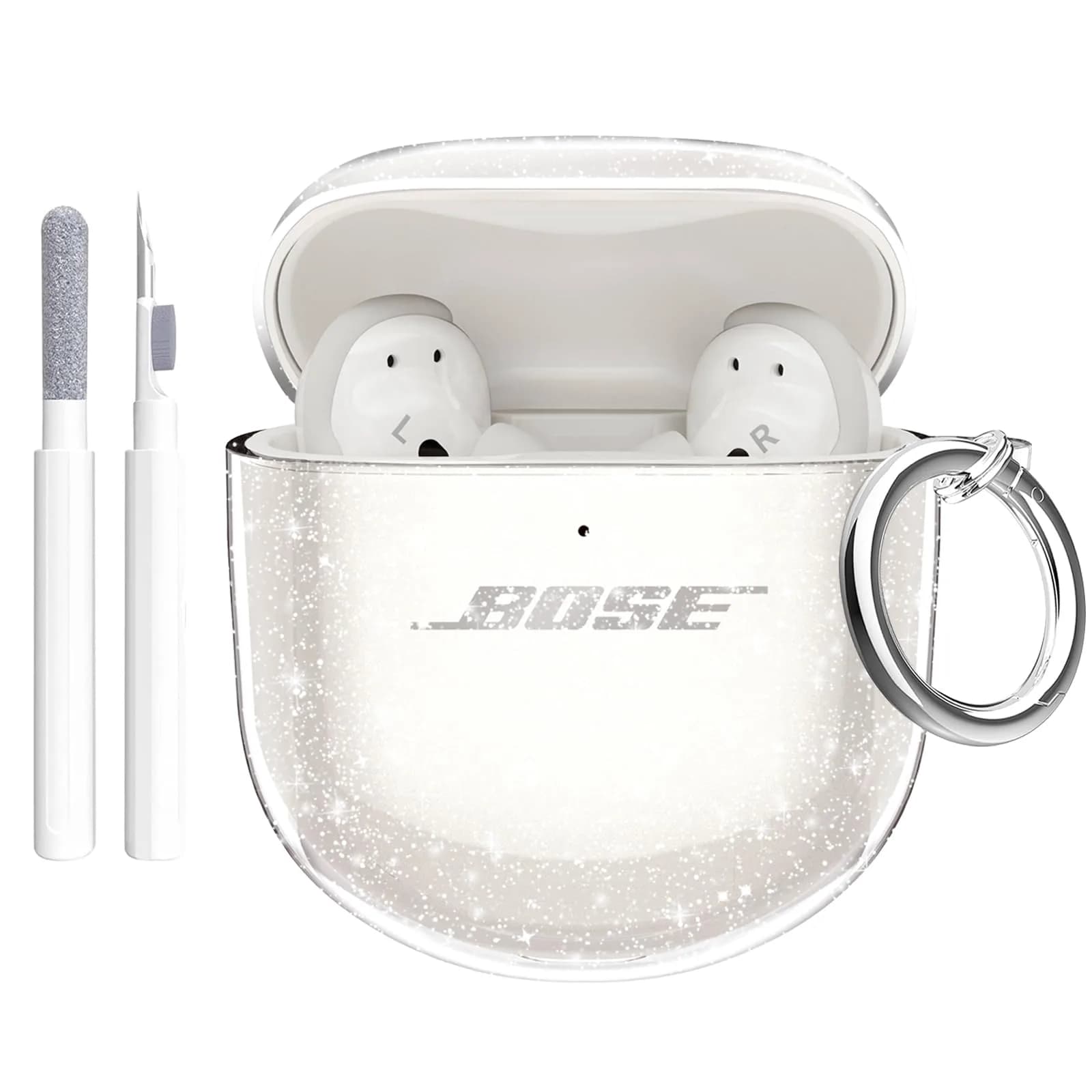 Aircawin Case for Bose QuietComfort Earbuds II & Ultra 2022/2023 | Clear Glitter TPU Cover — Clear Glitter