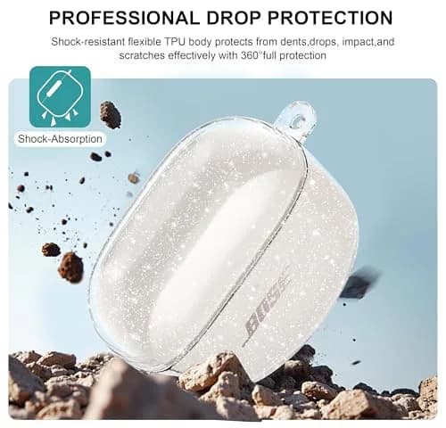 Aircawin Case for Bose QuietComfort Earbuds II & Ultra 2022/2023 | Clear Glitter TPU Cover thumbnail 4