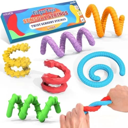 ddLUCK Textured Silicone Sensory Fidget Sticks 6 Pack | Calming, Portable & Easy to Clean thumbnail 1