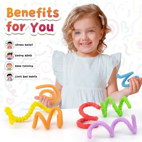 ddLUCK Textured Silicone Sensory Fidget Sticks 6 Pack | Calming, Portable & Easy to Clean thumbnail 5