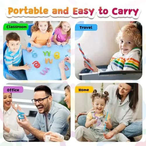 ddLUCK Textured Silicone Sensory Fidget Sticks 6 Pack | Calming, Portable & Easy to Clean thumbnail 6