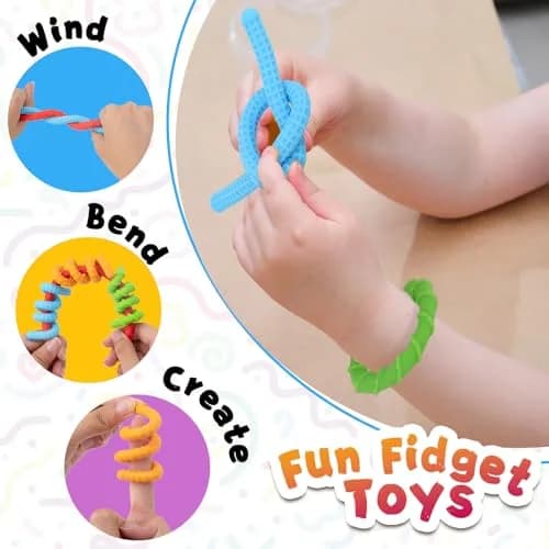 ddLUCK Textured Silicone Sensory Fidget Sticks 6 Pack | Calming, Portable & Easy to Clean thumbnail 2