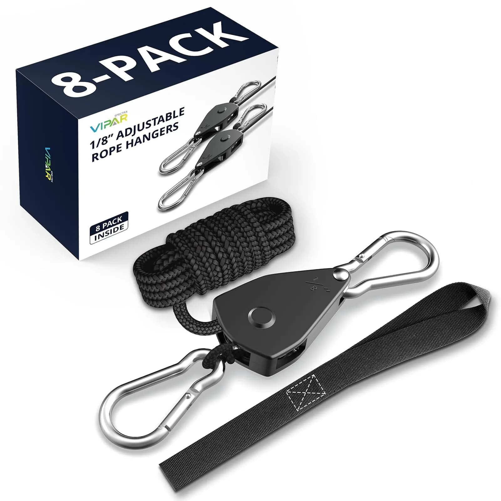 VIPARSPECTRA Heavy Duty Ratchet Tie Down Straps 1/8" 8-Pack, 96" (2.44m) Length | 600 lbs Load Capacity