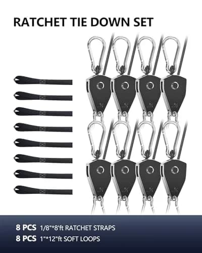 VIPARSPECTRA Heavy Duty Ratchet Tie Down Straps 1/8" 8-Pack, 96" (2.44m) Length | 600 lbs Load Capacity thumbnail 8