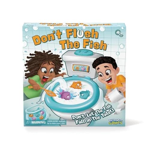 PlayMonster Don't Flush the Fish Board Game for Family Game Night | Ages 4+, 2+ Players, Plastic thumbnail 1
