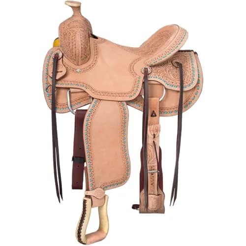 Silver Royal Randolph Roper Saddle - Turquoise - 15" | Durable Leather Equestrian Tack thumbnail 1
