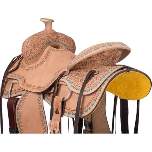Silver Royal Randolph Roper Saddle - Turquoise - 15" | Durable Leather Equestrian Tack thumbnail 4