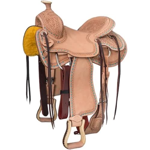 Silver Royal Randolph Roper Saddle - Turquoise - 15" | Durable Leather Equestrian Tack thumbnail 2