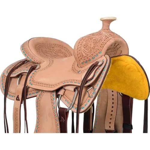 Silver Royal Randolph Roper Saddle - Turquoise - 15" | Durable Leather Equestrian Tack thumbnail 3
