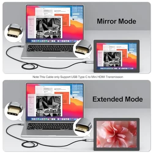UVOOI USB C to Mini HDMI Cable 20cm (2ft) | 4K@60Hz High Speed for Portable Monitors thumbnail 5